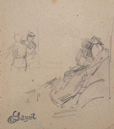 Louis HAYET : Le repos, Dessin original (photo de détail 3) - Crédit photo : Galerie Art.Paris