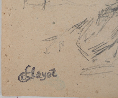 Louis HAYET : Le repos, Dessin original (photo de détail 2) - Crédit photo : Galerie Art.Paris