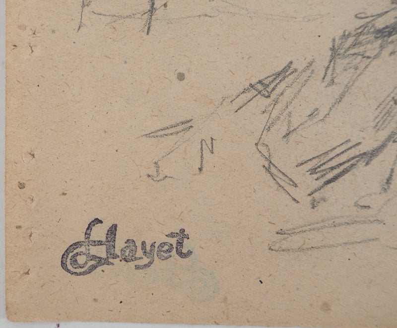 Louis HAYET : Le repos, Dessin original (photo de détail 2) - Crédit photo : Galerie Art.Paris