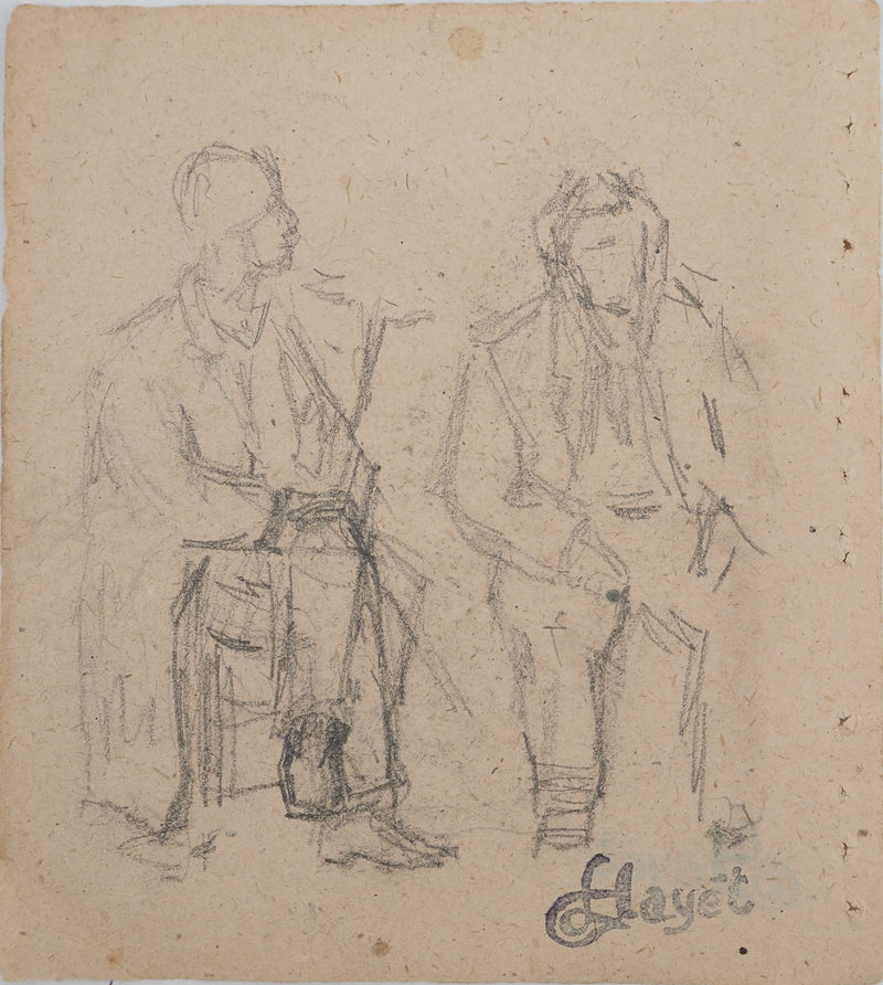 Louis HAYET : Le repos, Dessin original (photo de détail 7) - Crédit photo : Galerie Art.Paris