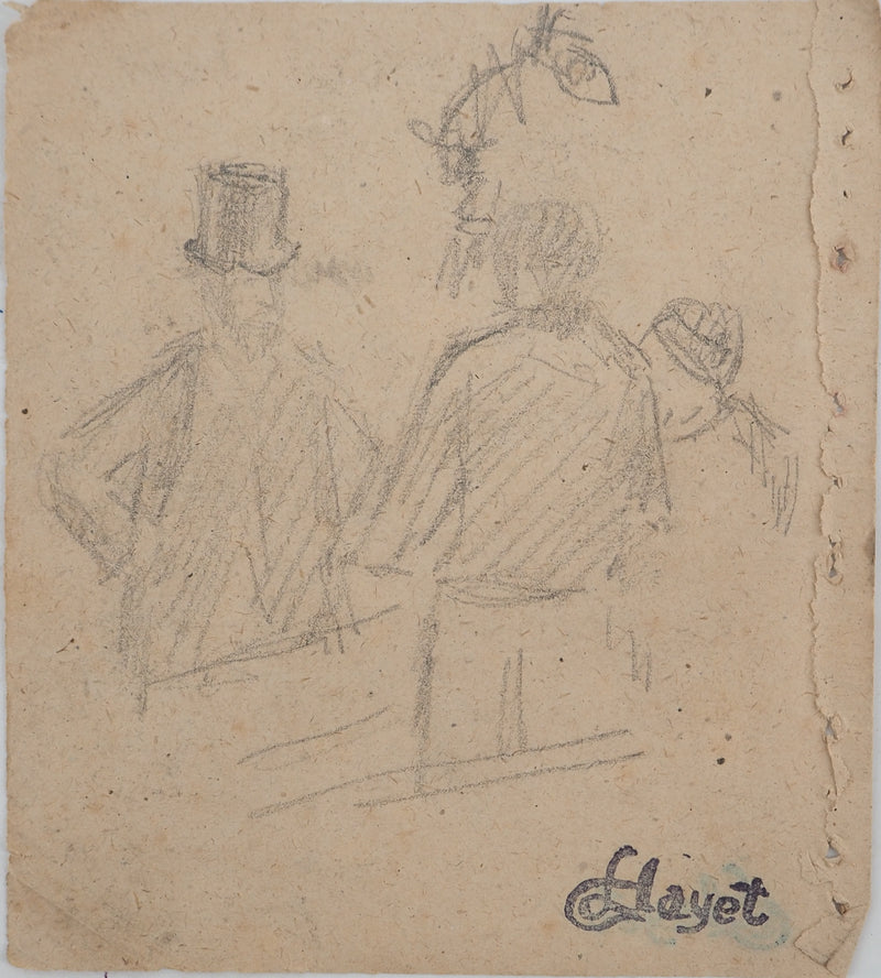 Louis HAYET : Le complot, Dessin original (vue générale) - Crédit photo : Galerie Art.Paris