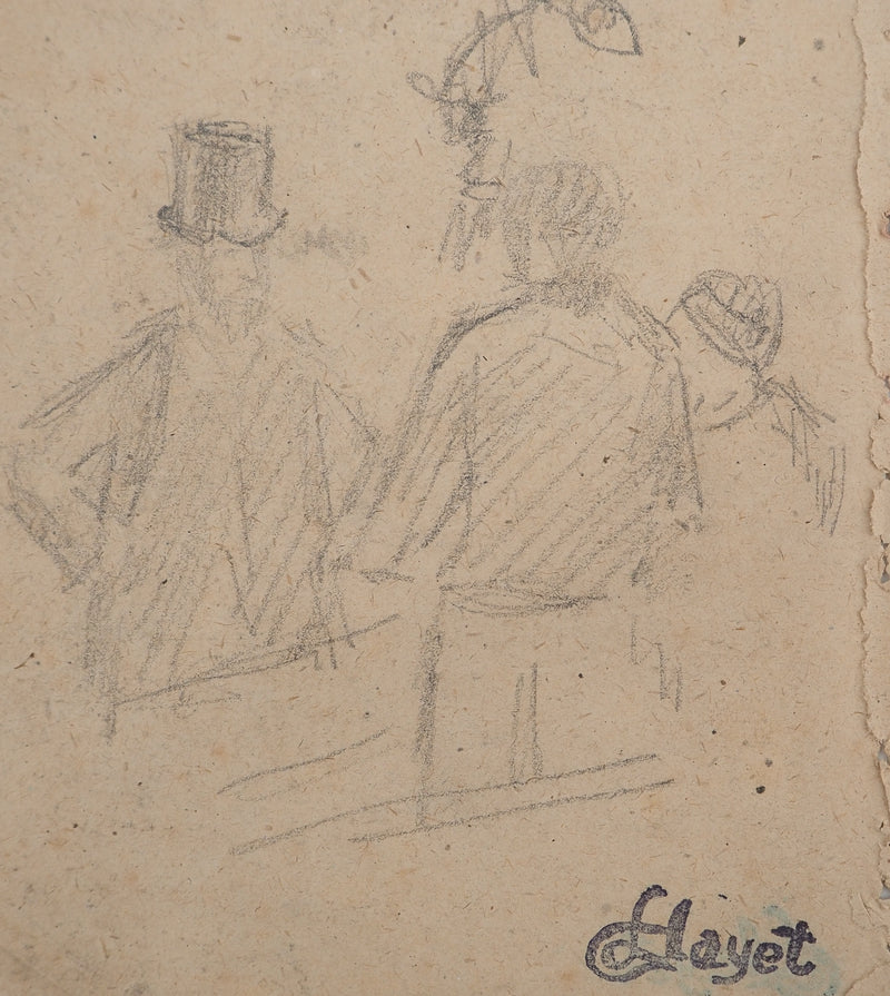 Louis HAYET : Le complot, Dessin original (photo de détail 3) - Crédit photo : Galerie Art.Paris