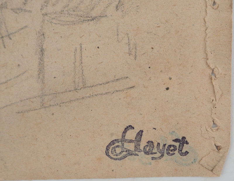 Louis HAYET : Le complot, Dessin original (photo de détail 2) - Crédit photo : Galerie Art.Paris