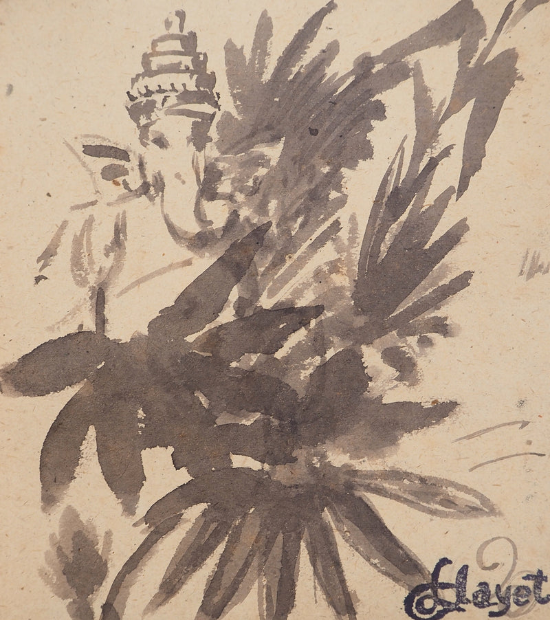 Louis HAYET : Ganesh maître des obstacles, Dessin original (photo de détail 3) - Crédit photo : Galerie Art.Paris