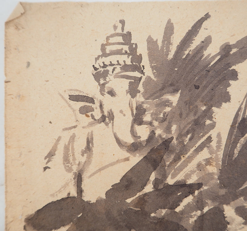 Louis HAYET : Ganesh maître des obstacles, Dessin original (photo de détail 4) - Crédit photo : Galerie Art.Paris