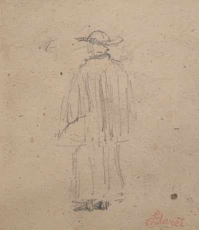 Louis HAYET : L'homme au chapeau, Dessin original (photo de détail 2) - Crédit photo : Galerie Art.Paris