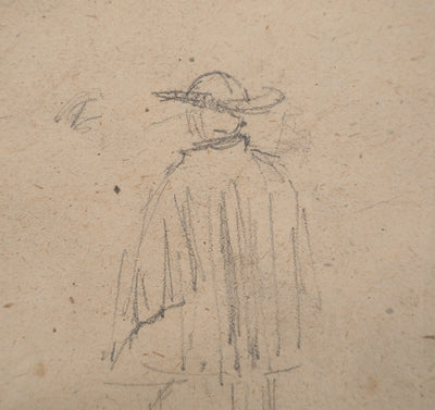Louis HAYET : L'homme au chapeau, Dessin original (photo de détail 3) - Crédit photo : Galerie Art.Paris