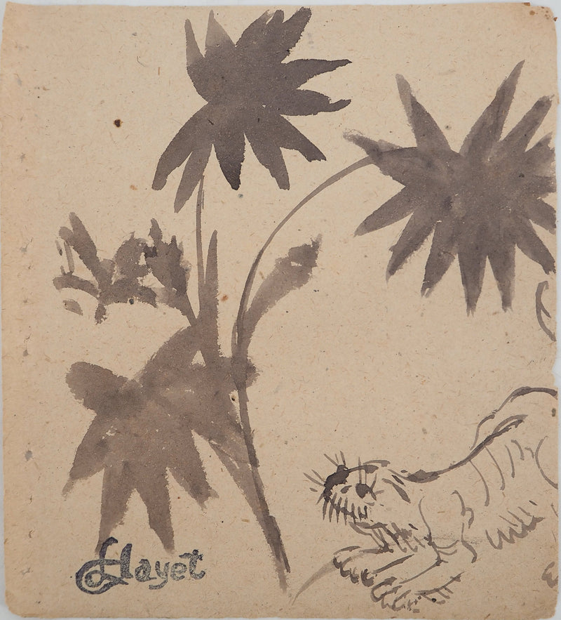 Louis HAYET : Attaque de tigre, Dessin original (vue générale) - Crédit photo : Galerie Art.Paris