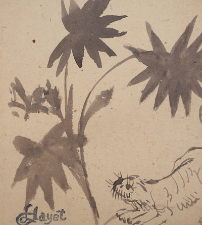 Louis HAYET : Attaque de tigre, Dessin original (photo de détail 3) - Crédit photo : Galerie Art.Paris