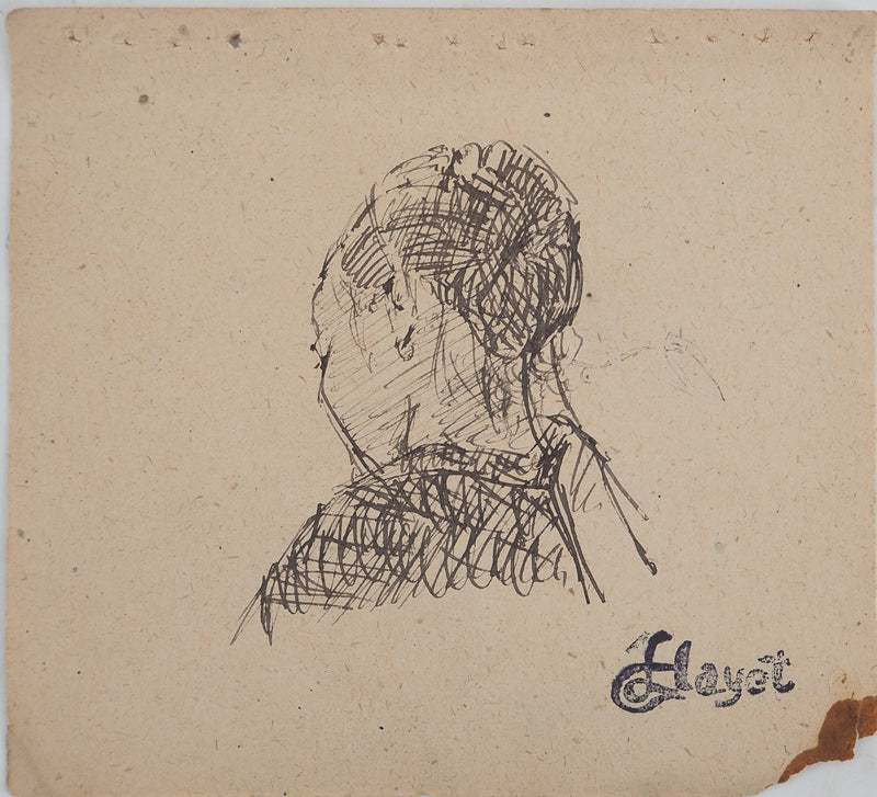 Louis HAYET : Femme endormie, Dessin original (vue générale) - Crédit photo : Galerie Art.Paris