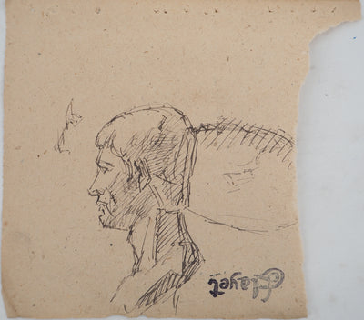 Louis HAYET : Homme de profil, Dessin original (photo de détail 3) - Crédit photo : Galerie Art.Paris