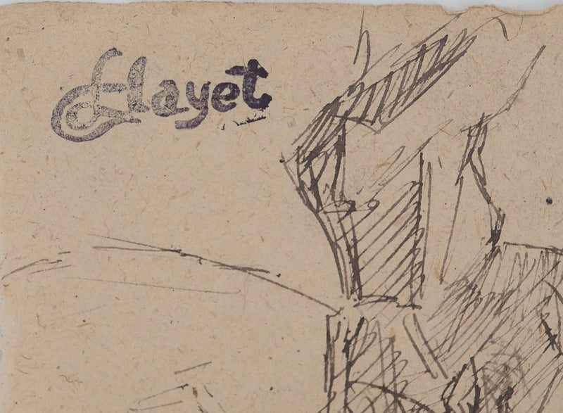 Louis HAYET : Homme de profil, Dessin original (photo de détail 2) - Crédit photo : Galerie Art.Paris