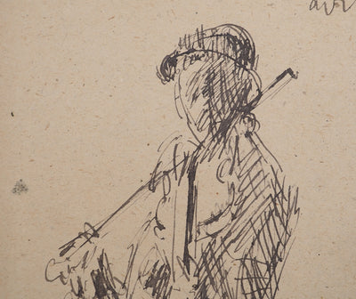 Louis HAYET : Le violoniste, Dessin original (photo de détail 4) - Crédit photo : Galerie Art.Paris
