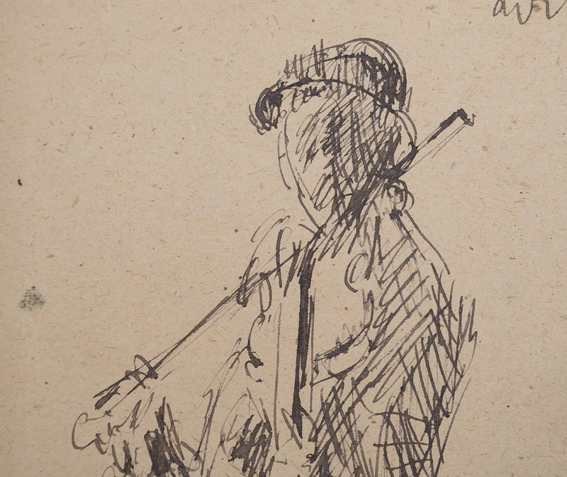 Louis HAYET : Le violoniste, Dessin original (photo de détail 4) - Crédit photo : Galerie Art.Paris