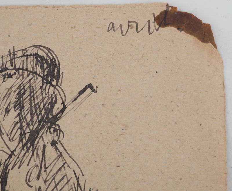 Louis HAYET : Le violoniste, Dessin original (photo de détail 5) - Crédit photo : Galerie Art.Paris