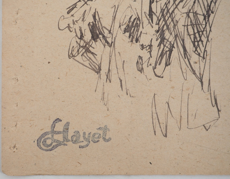 Louis HAYET : Le violoniste, Dessin original (photo de détail 2) - Crédit photo : Galerie Art.Paris
