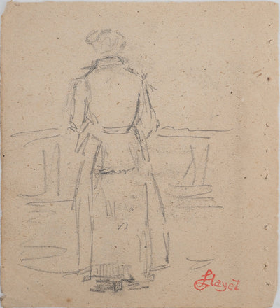 Louis HAYET : Femme vue de dos, Dessin original (vue générale) - Crédit photo : Galerie Art.Paris