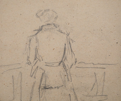 Louis HAYET : Femme vue de dos, Dessin original (photo de détail 4) - Crédit photo : Galerie Art.Paris