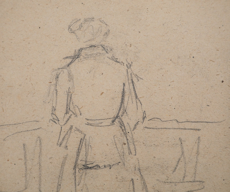 Louis HAYET : Femme vue de dos, Dessin original (photo de détail 4) - Crédit photo : Galerie Art.Paris