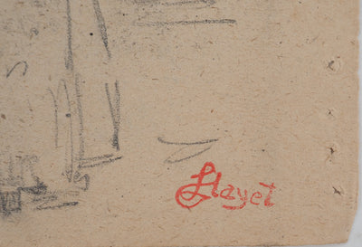 Louis HAYET : Femme vue de dos, Dessin original (photo de détail 2) - Crédit photo : Galerie Art.Paris