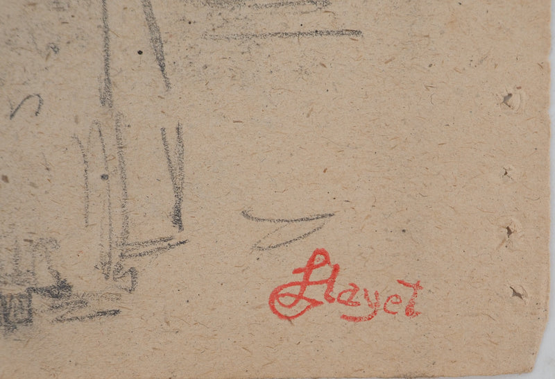 Louis HAYET : Femme vue de dos, Dessin original (photo de détail 2) - Crédit photo : Galerie Art.Paris