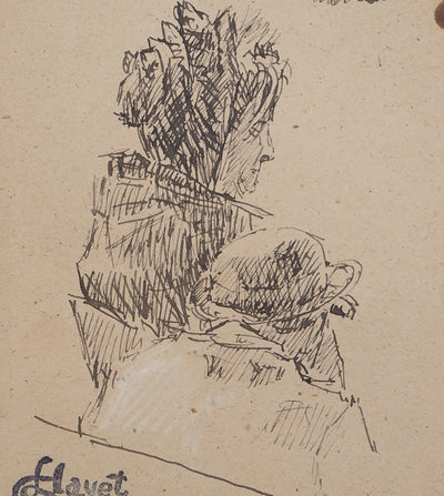 Louis HAYET : Complicité muette, Dessin original (photo de détail 3) - Crédit photo : Galerie Art.Paris