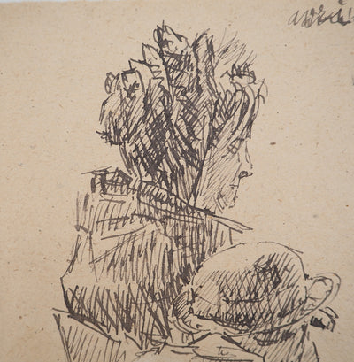 Louis HAYET : Complicité muette, Dessin original (photo de détail 4) - Crédit photo : Galerie Art.Paris
