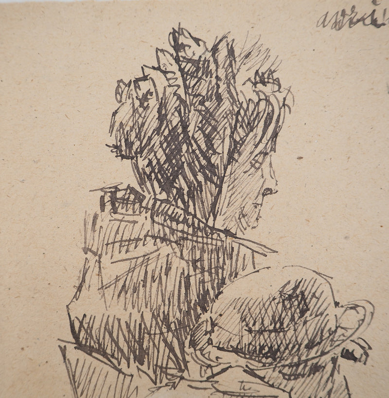 Louis HAYET : Complicité muette, Dessin original (photo de détail 4) - Crédit photo : Galerie Art.Paris