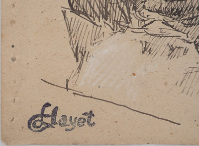 Louis HAYET : Complicité muette, Dessin original (photo de détail 2) - Crédit photo : Galerie Art.Paris