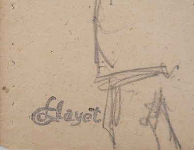 Louis HAYET : Homme fumant la pipe, Dessin original (photo de détail 2) - Crédit photo : Galerie Art.Paris