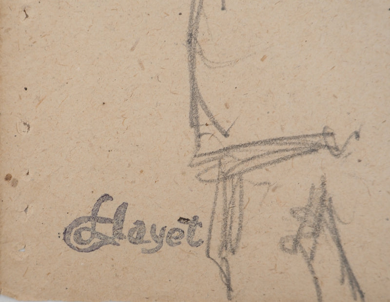Louis HAYET : Homme fumant la pipe, Dessin original (photo de détail 2) - Crédit photo : Galerie Art.Paris