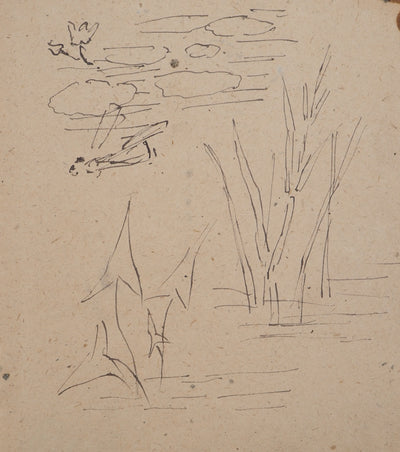 Louis HAYET : Paysage à l'oiseau, Dessin original (photo de détail 6) - Crédit photo : Galerie Art.Paris