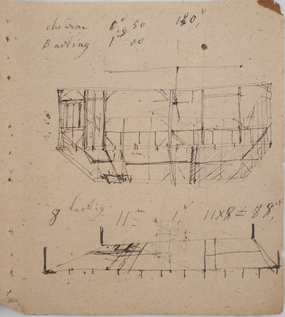 Louis HAYET : Plan d'intérieur, Dessin original (vue générale) - Crédit photo : Galerie Art.Paris