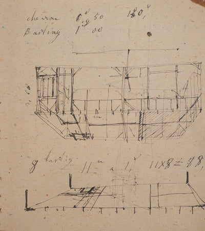Louis HAYET : Plan d'intérieur, Dessin original (photo de détail 2) - Crédit photo : Galerie Art.Paris