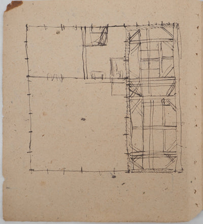 Louis HAYET : Plan d'intérieur, Dessin original (photo de détail 7) - Crédit photo : Galerie Art.Paris