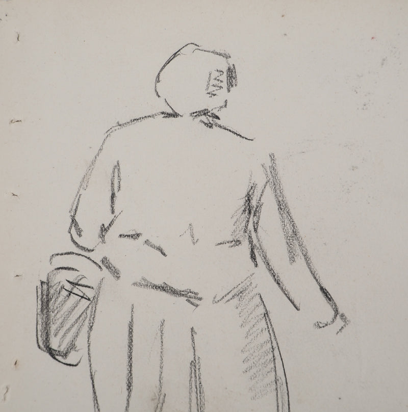 Louis HAYET : Sortie au marché, Dessin original (photo de détail 4) - Crédit photo : Galerie Art.Paris