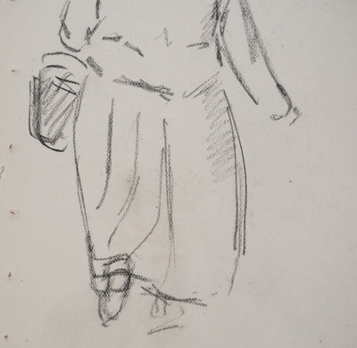 Louis HAYET : Sortie au marché, Dessin original (photo de détail 5) - Crédit photo : Galerie Art.Paris