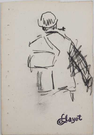 Louis HAYET : L'ouvrier, Dessin original (vue générale) - Crédit photo : Galerie Art.Paris