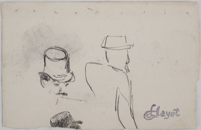 Louis HAYET : Hommes élégants, Dessin original (vue générale) - Crédit photo : Galerie Art.Paris