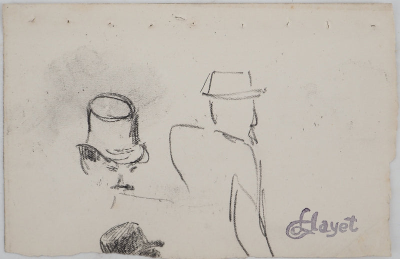 Louis HAYET : Hommes élégants, Dessin original (vue générale) - Crédit photo : Galerie Art.Paris