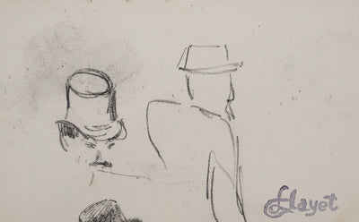 Louis HAYET : Hommes élégants, Dessin original (photo de détail 3) - Crédit photo : Galerie Art.Paris