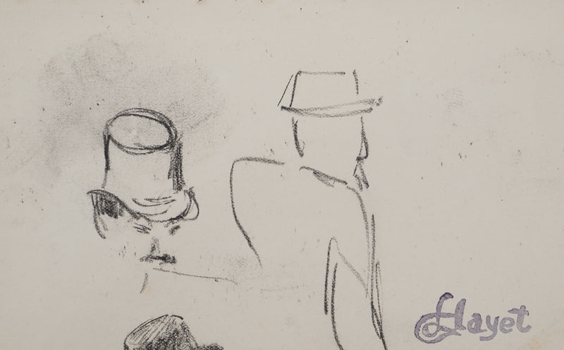 Louis HAYET : Hommes élégants, Dessin original (photo de détail 3) - Crédit photo : Galerie Art.Paris