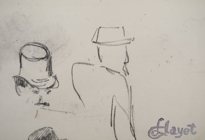 Louis HAYET : Hommes élégants, Dessin original (photo de détail 5) - Crédit photo : Galerie Art.Paris