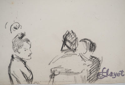 Louis HAYET : Réunion secrète, Dessin original (photo de détail 3) - Crédit photo : Galerie Art.Paris