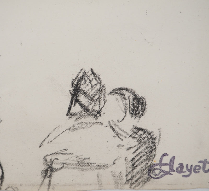 Louis HAYET : Réunion secrète, Dessin original (photo de détail 5) - Crédit photo : Galerie Art.Paris