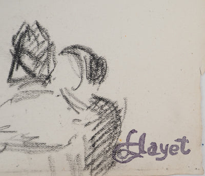 Louis HAYET : Réunion secrète, Dessin original (photo de détail 2) - Crédit photo : Galerie Art.Paris