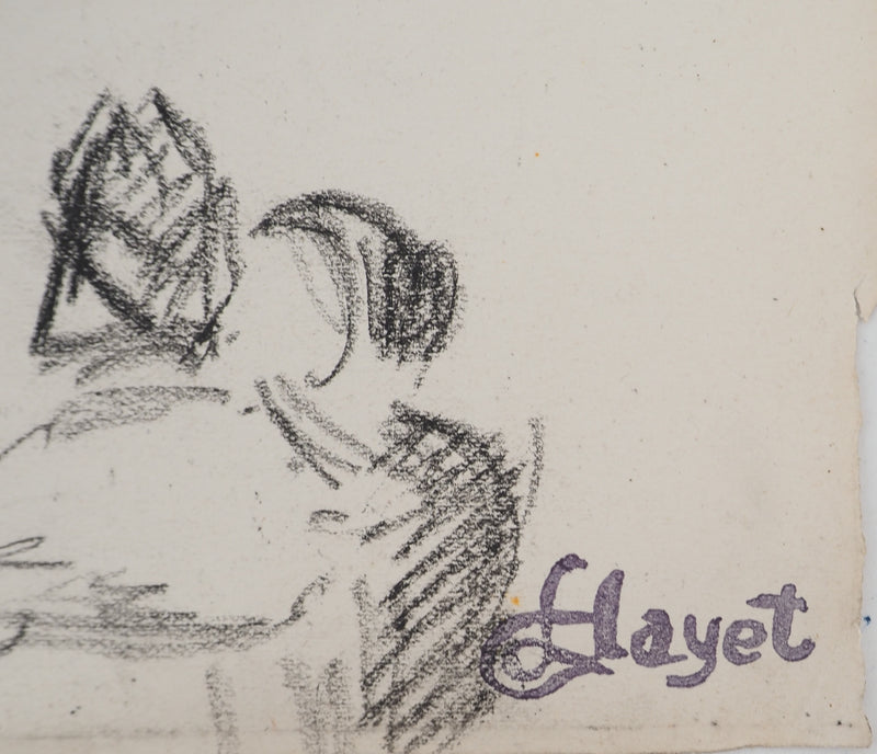 Louis HAYET : Réunion secrète, Dessin original (photo de détail 2) - Crédit photo : Galerie Art.Paris