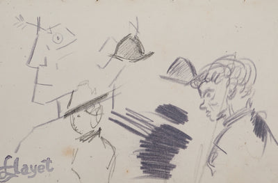 Louis HAYET : Personnage à la flèche, Dessin original (photo de détail 3) - Crédit photo : Galerie Art.Paris