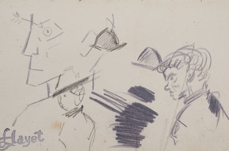 Louis HAYET : Personnage à la flèche, Dessin original (photo de détail 3) - Crédit photo : Galerie Art.Paris