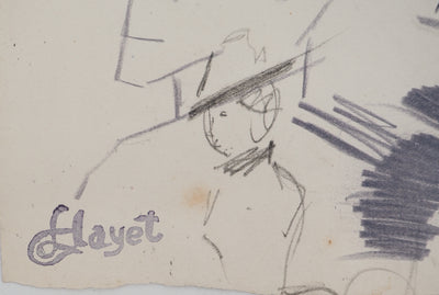 Louis HAYET : Personnage à la flèche, Dessin original (photo de détail 2) - Crédit photo : Galerie Art.Paris